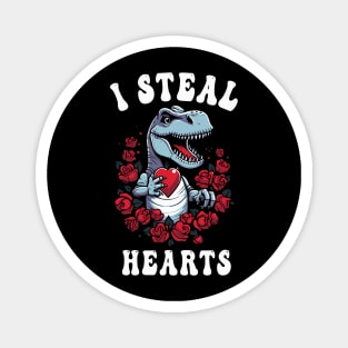 Boys Valentines Day Dinosaur I Steal Hearts Men Love T Rex Magnet